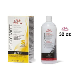 32oz ) Wella Color Charm Haircolor 5G Light Golden Brown - 5G + Developer (Vol. 20