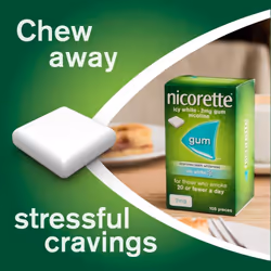 Nicorette Gum - Icy White Flavour - Fights Cravings & Removes Stains for Whiter Teeth - Nicotine Chewing Gum - 2 mg, 210 Pieces