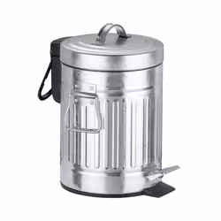 WENKO Step Trash Can with Lid and Pedal, Retro Metal Garbage Bin, for Bathroom, Kitchen, Office, Soft Close, 0.79 Gallon, 6.7 ...