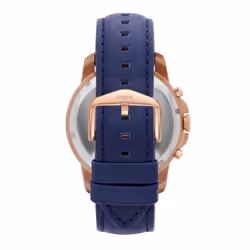 Fossil Men's Grant Quartz Stainless Steel and Leather Chronograph Watch  Color: Rose Gold  Navy (Model: FS4835)