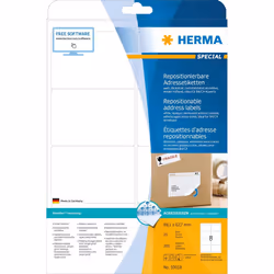 HERMA 10018 Repositionable address labels A4 99,1x67,7 mm white Movables paper matt 200 pcs.