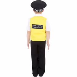 Smiffys Police Costume, Black, with Top, Trousers, Hat & Radio Set, Small