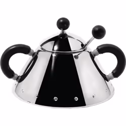 Alessi B Sugar Bowl and Spoon Black
