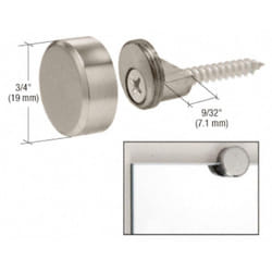 CRL Brushed Nickel Brass Round Mirror Edge Fixings Clips Brackets x 4 6mm