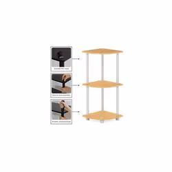 FURINNO Turn-N-Tube 3-Tier Corner Display Rack Multipurpose Shelving U