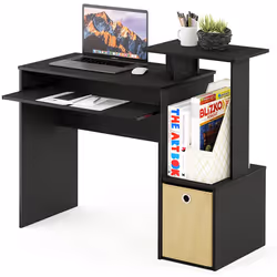 FURINNO Computer Desks, Wood, Black/Brown, one size