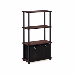 FURINNO Storage Shelves, Dark Cherry/Black, one size