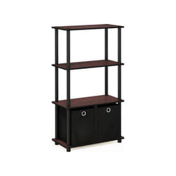FURINNO Storage Shelves, Dark Cherry/Black, one size