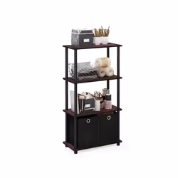 FURINNO Storage Shelves, Dark Cherry/Black, one size