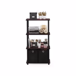 FURINNO Storage Shelves, Dark Cherry/Black, one size