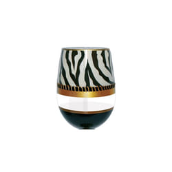 95 & Sunny SLDECOZEBRA 18 oz Deco Zebra Bottoms Up Stemless Wine Glass