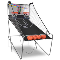 Foldable Double Shot Basketball Arcade Game With 2 Basketball Hoops-White