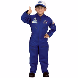Aeromax Jr. NASA Flight Suit Blue with Embroidered Cap and official looking patches size 2/3.