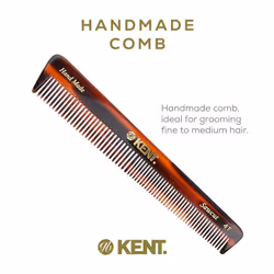 Kent 4T 6 Inch Double Tooth Dressing Comb, Coarse and Fine Grooming Comb for Hair, Beard, Mustache - Styling for Men, Women, and Kids. Made in England