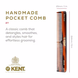 Kent 2T 6 Inch Double Tooth Hair Dressing Comb  Fine and Wide Tooth Dresser Comb For Hair  Beard and Mustache  Coarse and Fine Hair Styling Grooming C