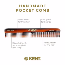 Kent 2T 6 Inch Double Tooth Hair Dressing Comb  Fine and Wide Tooth Dresser Comb For Hair  Beard and Mustache  Coarse and Fine Hair Styling Grooming C