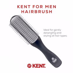 Kent KFM2 Gel Styling Hair Brush for Men - 9 Row Mens Hair Brush with Ionic Anti Static Bristles Great for a Daily Mens Styling Brush - Kent Brush Det