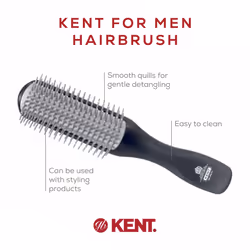 Kent KFM2 Gel Styling Hair Brush for Men - 9 Row Mens Hair Brush with Ionic Anti Static Bristles Great for a Daily Mens Styling Brush - Kent Brush Det