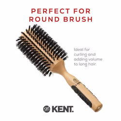 Kent PF09 Large Round Curling Brush with Hard Natural Boar Bristle - Blowout Brush for Shoulder Length or Shorter Dry Hair