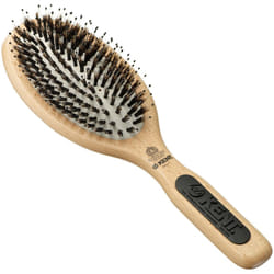 Kent PF01 Large Cushion Detangler Brush  Boar Bristle and Non-Scratch Nylon Mix Hairbrush for Straightening Smoothing. Oval Wood Paddle Detangling Hai