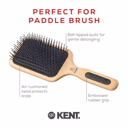Kent PF17 Large Cushion Paddle Brush  Taming Fine Pins Hair - Detangling Long  Thick  Curly Hair  Scalp Massager  Growth Stimulator. Wet or Dry Use. M