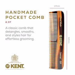 Kent A OT Small Double Tooth Hair Pocket Comb  Fine / Wide Tooth Comb For Hair  Beard and Mustache  Coarse / Fine Hair Grooming Comb for Men  Women an