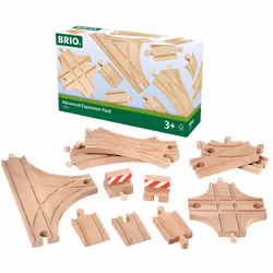 Brio World 33307 - Advanced Expansion Pack - 11 Piece Set of Wooden Train Tracks for Kids Ages 3 and Up