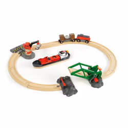 BRIO World - 33061 Cargo Harbor Set | 16 Piece Toy Train with Accessor