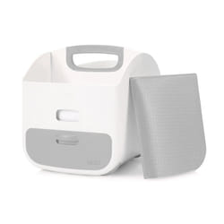 Ubbi Portable Diaper Changing Station Diaper Storage Caddy Organizer with Folding Changing Mat, Stores Baby Diapers, Wipes and Baby Accessories, Gray
