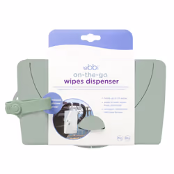 On-the-Go Baby Wipes Dispenser, Portable Wipes Container for Travel, Nappy Bag Accessory Must Have for Newborns, Reusable Wipes Holder, Sage Green