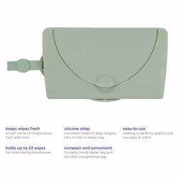 On-the-Go Baby Wipes Dispenser, Portable Wipes Container for Travel, Nappy Bag Accessory Must Have for Newborns, Reusable Wipes Holder, Sage Green