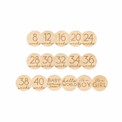 Pearhead Pregnancy Journey Milestone Markers Wooden Weekly Growth Milestone Discs Pregnancy Announcement and Baby Arrival D ...
