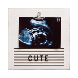 Wooden Letterboard Baby Keepsake Clip Photo Frame, Includes 180 Letters, Pregnancy Announcement Sign, Baby Reveal Photo Prop, Distressed White