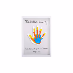 Clear Family Handprint Frame, DIY Art Print Keepsake, Home Decor, Gift For New and Expecting Parents, 4 Paint Colors Included