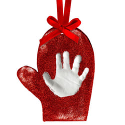Tiny Ideas Baby's Print Holiday Mitten Keepsake DIY Ornament with Incl