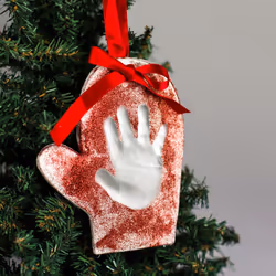 Tiny Ideas Baby's Print Holiday Mitten Keepsake DIY Ornament with Incl