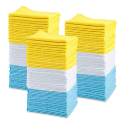 Amazon Basics Microfiber Cleaning Cloths for Cars  Non-Abrasive  Highly Absorbent  Lint Free  Reusable and Washable  Pack of 144  Multicolor  16"" x 1