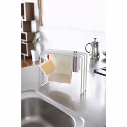 YAMAZAKI Dish Home Dishcloth Hanger | Steel | Towel Holder  One Size  White