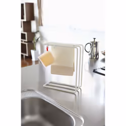 YAMAZAKI Dish Home Dishcloth Hanger | Steel | Towel Holder  One Size  White