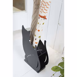 Yamazaki Home Cat Umbrella Stand - Animal Metal Storage Holder Organizer. Black