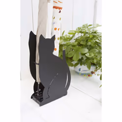 Yamazaki Home Cat Umbrella Stand - Animal Metal Storage Holder Organizer. Black