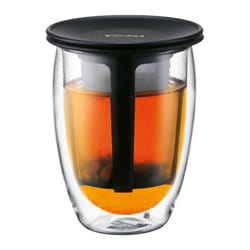 Bodum Tea for One Double Wall Glass with Tea Strainer Black