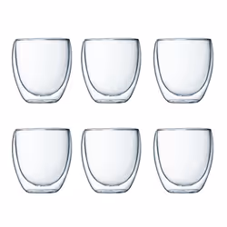 Bodum 4558-10-12 PAVINA Double Walled Thermo Glasses 0.25 L, 8 oz,Transparent, Set of 6