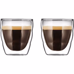 Bodum PILATUS Glass Set (Double-Walled, Isolated, Dishwasher Safe, 0.08 L, 3 oz) - Pack of 2, Transparent