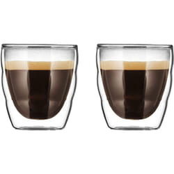 Bodum PILATUS Glass Set (Double-Walled, Isolated, Dishwasher Safe, 0.08 L, 3 oz) - Pack of 2, Transparent