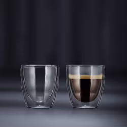 Bodum PILATUS Glass Set (Double-Walled, Isolated, Dishwasher Safe, 0.08 L, 3 oz) - Pack of 2, Transparent