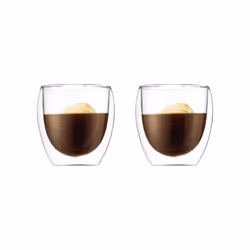 Bodum 8 oz Pavina Double Wall Glasses  High Heat Borosilicate Glass  2 Pack  Clear