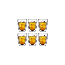 Bodum PILATUS  Glass Set (Double-Walled, Isolated, Dishwasher Safe, 0.25 L/8 oz) - Pack of 6, Transparent