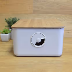 Bodum Bistro Bread Box Bin with Bamboo Lid in Off White