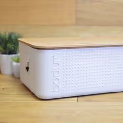 Bodum Bistro Bread Box Bin with Bamboo Lid in Off White